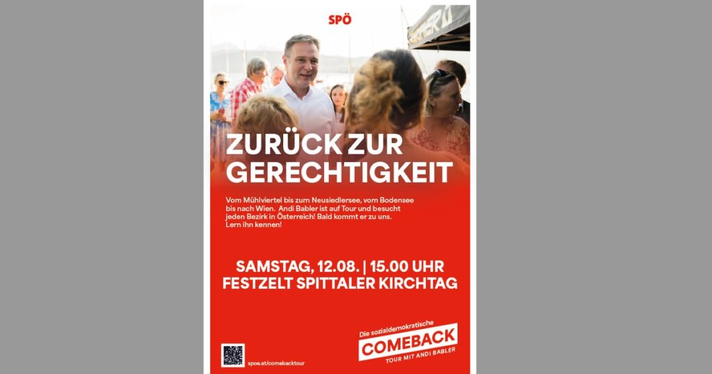 ANDI BABLER kommt am Samstag den 12. August 2023 zum Spittaler Kirchtag !